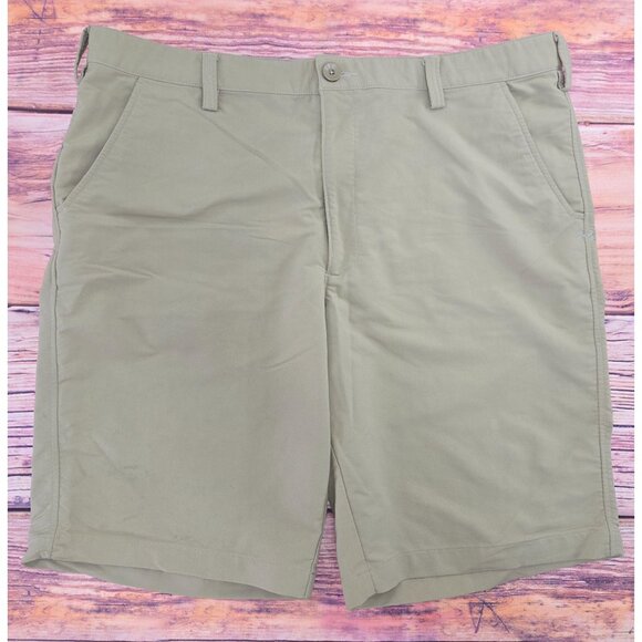 Under Armour Mens Khaki Flat-Front Golf Shorts Size 40 Durable Cotton Blend - Picture 1 of 8